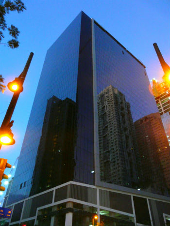 High Street South Corporate Plaza Tower 2 at dusk (BGC)